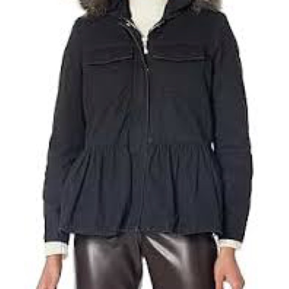 kate spade Jackets & Blazers - Kate Spade Broome Street Black Utility Peplum Jacket Faux Fur Collar NWOT Large